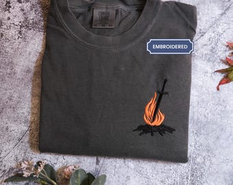 Bonfire Embroidered Sweatshirt, Cozy Gamer Apparel, Handmade Gaming Hoodie, Perfect Gift for Gamers, Geek Chic Fashion, Gift for boyfriend