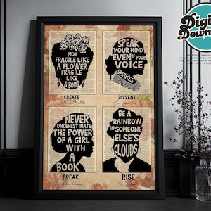 Female Empowerment, Black Queen Poster, Girls affirmations, feminist Print, Empowering Women, Feminist Gift, Black Women in History Poster,