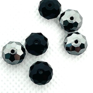 Article 5040 8mm Austrian crystal; Jet/Hematite 6pc