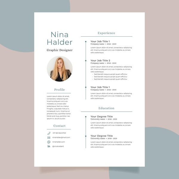 Professional Resume Template with Photo, Modern Resume Templates 2024, Minimalist Resume