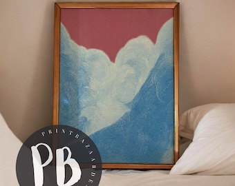 Nuage abstrait bleu et rose, téléchargement numérique minimaliste moderne