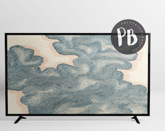 Ensemble d'oeuvres d'art pour télévision à cadre abstrait côtier | Art numérique Contour de l'océan (téléchargement)