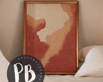 Impression d'art abstrait orange canyon du désert, décor tendance moderne ton terre (téléchargement numérique)