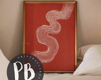 Impression d'art abstrait en terre cuite, décoration murale minimaliste et chaleureuse dans des tons terreux (téléchargement numérique)