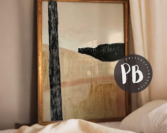 Impression de paysage du désert Blush Mesa : ligne d'encre noire minimaliste (téléchargement numérique)