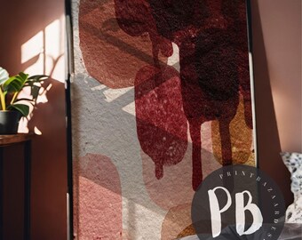 Impression d'art abstraite merlot et safran, texture bohème moderne, décoration de chambre à coucher moderne (téléchargement numérique)