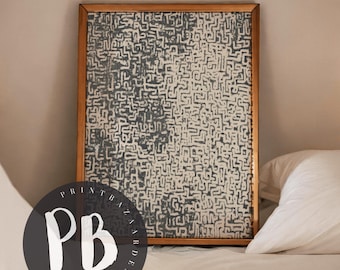 Impression d'art au trait abstrait neutre, décoration murale minimaliste texturée (téléchargement numérique)