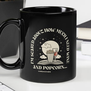 Medo de vinho e pipoca |I ITYSL Caneca preta brilhante de 11 oz e 15 oz || E pipoca || Esboço do Shark Tank
