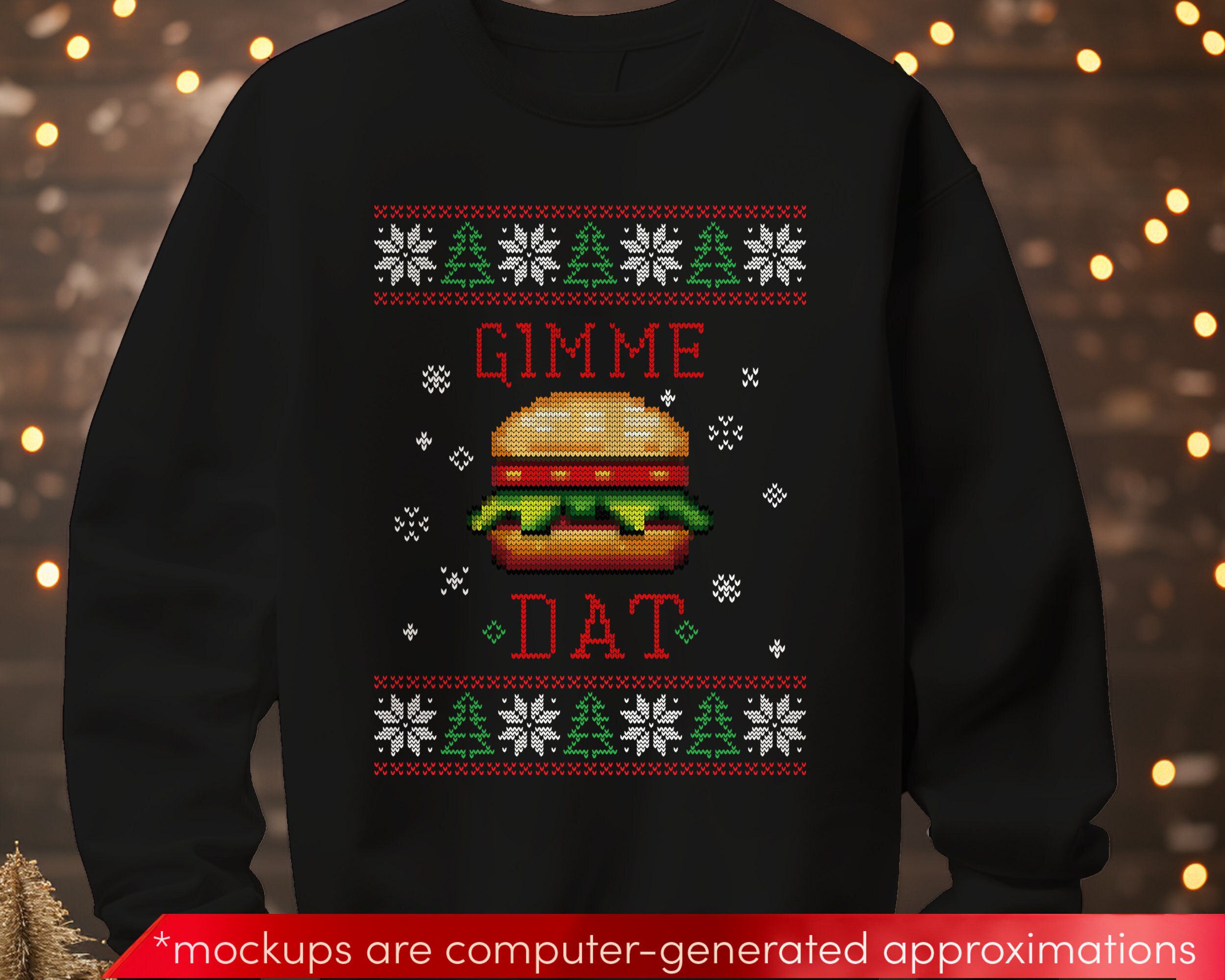Gimme Dat Burger Christmas Sweatshirt - ITYSL Ugly Xmas Style - Etsy