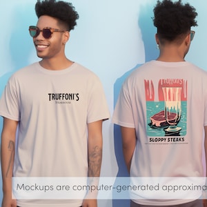 Sloppy Steaks Truffonis beidseitiges T-Shirt | ITYSL Komfortables Unisex-T-Shirt Ich denke, Sie sollten die Fankunst verlassen | Größen bis 4XL