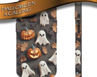 3D Clay Phone Case, Custom Personalized Gift, Halloween Ghost Aesthetic Tough Phone Cover,  Spooky iPhone 14 13 12 11 Pro Max (15 Soon)