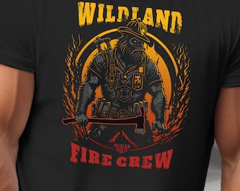 Wildland Fire Crew Shirt, Bigfoot Fire Fighter Tee, First Responder, Wildlands Sasquatch Tee, Forest Firefighter, Fire Crew, (FRONT PRINT)