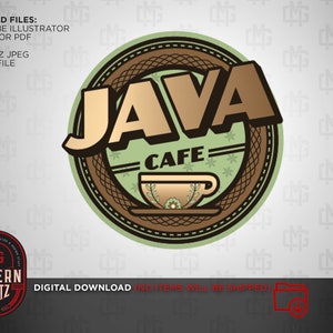 Java Cafe Logo, Coffee Business Logo, Business Branding Package, Hire a Graphic Designer, Editable Template, pdf digital file