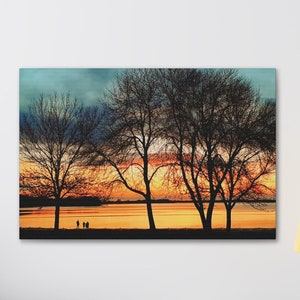 Sunset Wall Art, Lakeside Wall Art, Lake Sunset Wall Decor, Nature Landscape Canvas Art, Sunset Art Print, Sunset Canvas Print, Lakeside