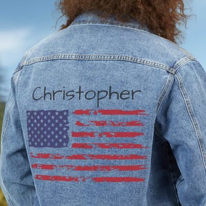 Personalized Denim Jacket Patriotic Denim Jacket Jean Jacket We The People American Flag For Dad Fathers Day Mothers Day Patriotic Gift