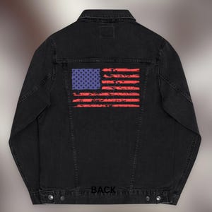 Patriotic Jean Jacket Embroidery Vintage American Flag USA Denim Jacket We The People 4th of July Father&#39;s Day Mother&#39;s Day Jacket