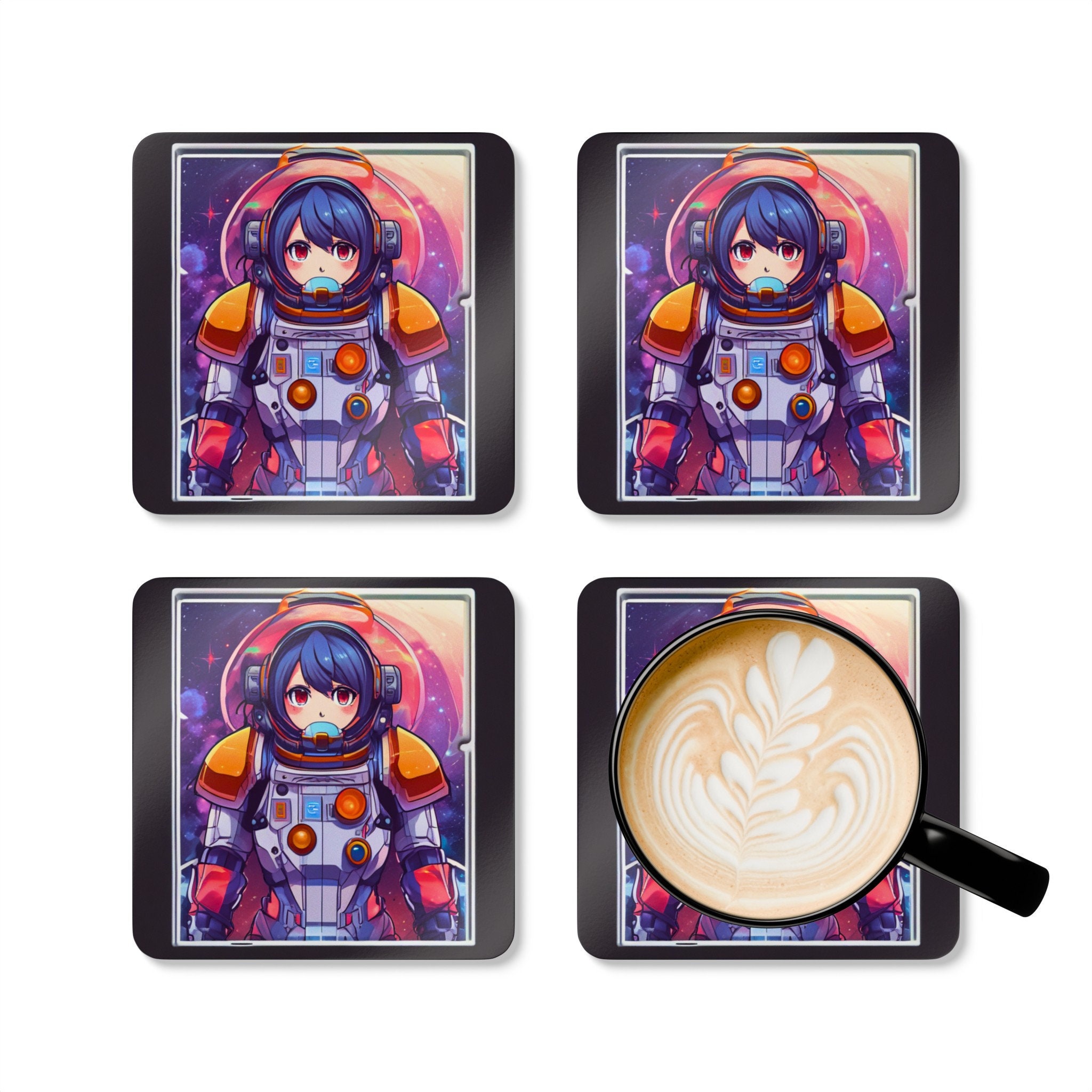 Anime Kitty Coaster Set With Holder - Set Of 4 Absorbent Coasters & Metal Stand, Cute HK And Friends Merchandise, Perfect Anime Gift - View #7