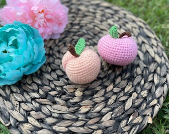 Crochet Peach, Amigurumi Food, Crochet Food, Play Food, Stress Ball, Amigurumi Peach, Plush Peach, Peach Plushy, Crochet Fruit, Fruit Plush
