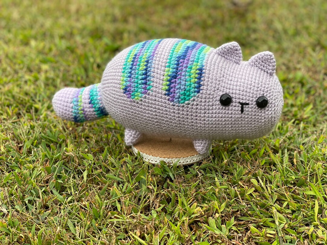 Crochet Pusheen Cat, Crochet Stuffed Chubby Large Cat , Amigurumi Cat