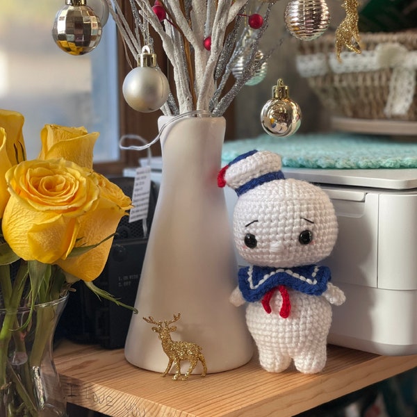 MADE TO ORDER Crocheted Mini Stay Puft Marshmallow Man inspired by Ghostbusters, Stay-Puft amigurumi, Stay Puft plushie