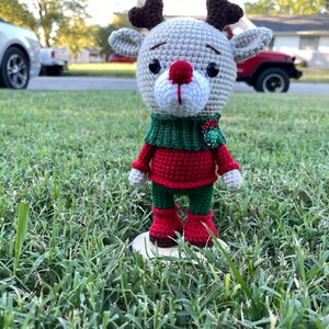 Rudolph The Red Nosed Reindeer doll Toy, Crochet Reindeer Toy, Reindeer doll, Christmas Gift, Holiday Decor, Nursery