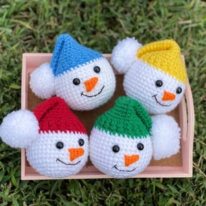 MADE TO ORDER: Crochet Christmas Snowman ornaments, Snowball, Christmas Decoration, Bowl Filler, Home Decor, Gift for Teacher, Gift Idea