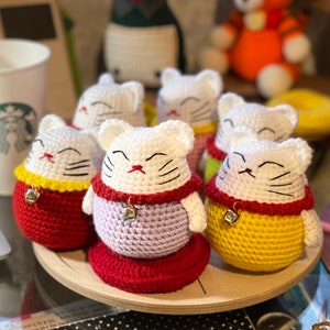 Crochet MINI LUCKY CAT - Neko Japanses crochet cat, Cat good luck amigurumi, Crochet Lucky Cat, unique decor, gift for kid