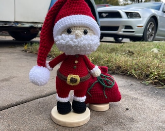 Crochet Santa Claus with sack, Santa Doll, Stuffed Santa, Crochet Santa Claus, Father Christmas Doll,  Holiday Decor/Toy