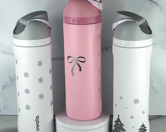 Winter 24oz Coquette Engraved Bottles Holiday Cozy Collection | Snowflake, Bow, Christmas Tumblers