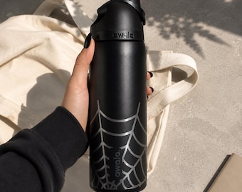 Owala Stanley Engraved Bottles Black 24oz & 32oz | Spider Web, Bats, Skeletons, Halloween