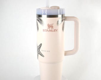 Coastal Easter 30oz Stanley Engraved Tumbler | Palm Bible Verse Starfish Design