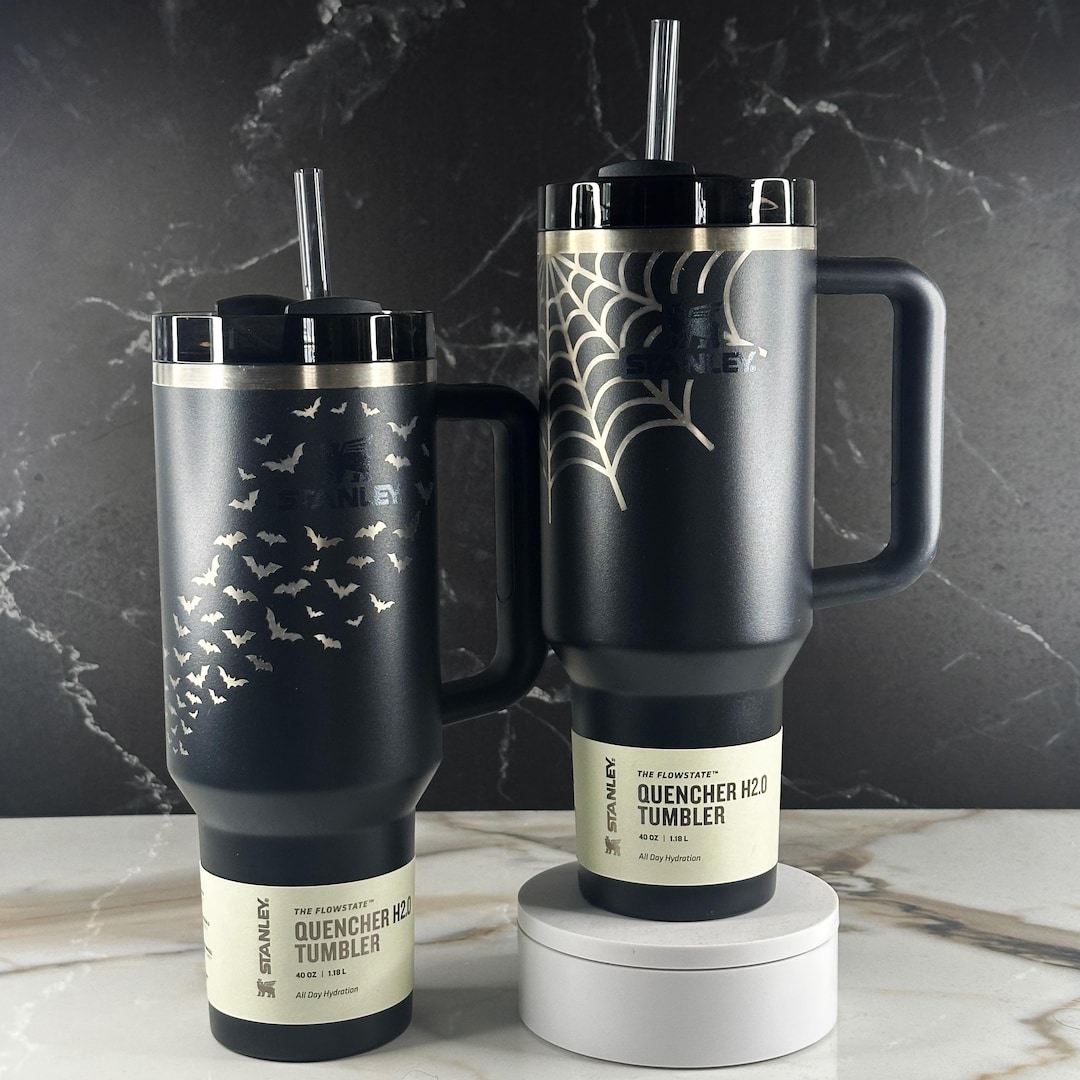 Custom 40oz Halloween Black Stanley Engraved Tumblers | Spider Web