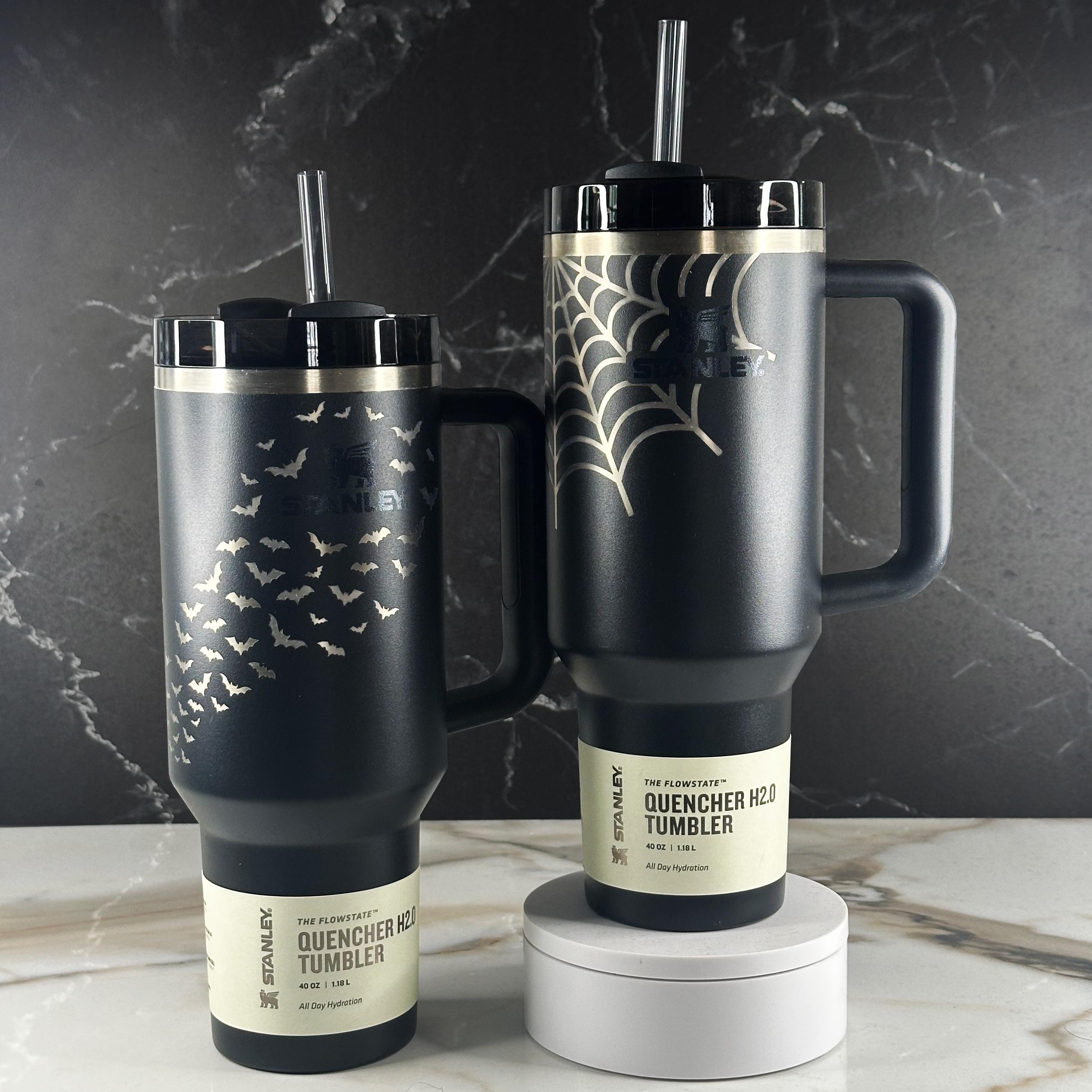 Custom 40oz Halloween Black Stanley Engraved Tumblers | Spider Web