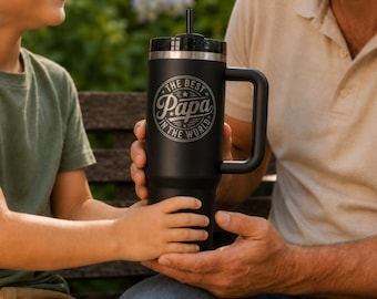 Personalized Stanley Dad Tumbler with Kids Names Custom Engraved Travel Mugs, Dad Grandpa Gift, Fathers Day Papa Cup