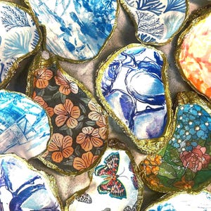 Oyster Shell Ring Dish – Decoupaged Jewelry or Trinket Dish – Coastal Bridesmaid Gift or Wedding Favor – Beach Shell Holder