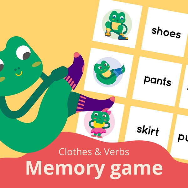 Matching Memory Game  Clothes and Getting Dressed grades 2-5 Educational Printable kids Activities Homeschool Resources EFL/ESL game