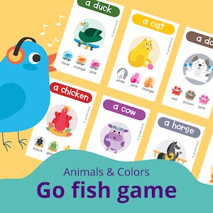 Go Fish Game Animals and Colors K-3 Educational Printable kids Activities Homeschool Resources EFL/ESL game