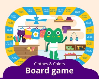 Dress My Frog - Clothes Board Game Digital Download Educational Printable kids Activities Homeschool Resources EFL/ESL game