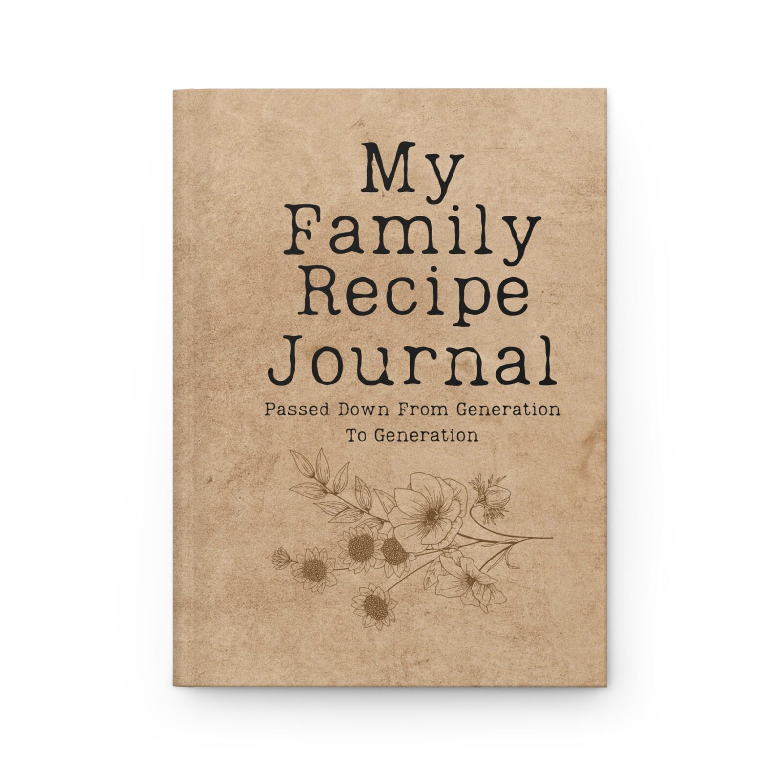 Recipe Journal Hardcover, Family Cookbook, Blank Recipe Book, Cooking