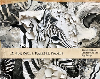 Safari Digital Papers, Zebra Background Papers, Zebra Print, Zebra Swirls Junk Journal, Commercial Use, Digital Crafts, Zebra JPG