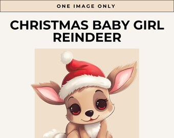 Reindeer Clipart, Christmas Graphics, Christmas Reindeer PNG, Cute Baby Reindeer Face, Winter Clipart, Baby Girl Reindeer, Commercial Use