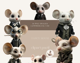 Mouse Clipart, Mice in Clothes, Fancy Mouse, Fashion Clipart, Cute Mice Graphics, Commercial Use, Digital Crafts, Transparent Backgrounds
