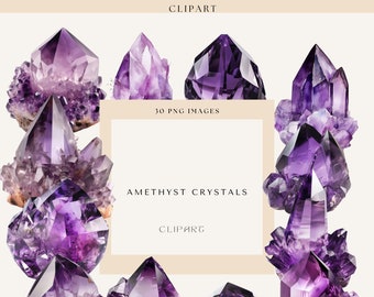 Amethyst Crystal Clipart, Realistic Amethyst Crystal, Commercial Use, Amethyst Gemstone Digital Download, Card Making, Gemstone Decor