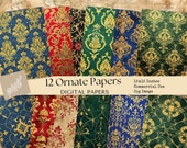 Ornate Digital Paper, Digital Background, Printable Background, Decorative Papers, Commercial Use, Digital Crafts, Junk Journal Papers