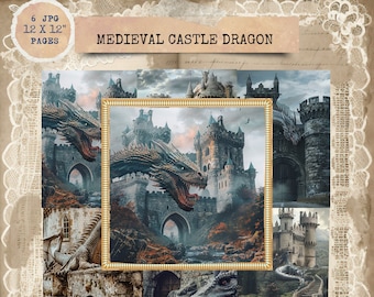 Medieval Fantasy Backdrops, Digital Backdrops, Dragons Lair, Evil Dragon Backdrop, Castle Backdrops, Commercial Use, Digital Crafts