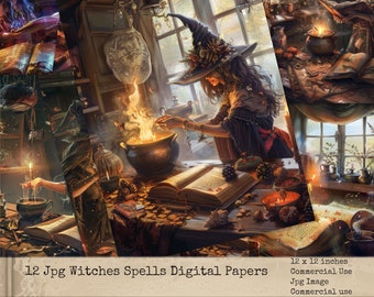 Witches Spells Junk Journal, Junk Journal Kit, Book of Shadows, Digital Scrapbook, Witch Spell Book, Commercial Use, Digital Crafts