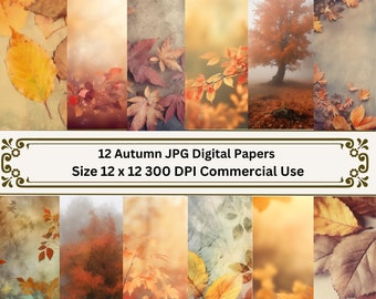Fall Scrapbooking, Thanksgiving Background, Autumn Digital Paper, Digital Backgrounds, Scrapbook Papers, Commercial Use, Card Making