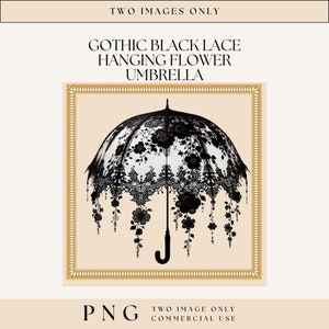 Gothic schwarzer Regenschirm, schwarzer Spitze-Regenschirm, Mode-Regenschirm-Clipart, schwarzer Spitzen-Sonnenschirm, Hochzeit-Sonnenschirm, kommerzielle Nutzung, digitales Kunsthandwerk