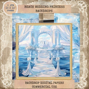 Cenários de casamento de princesa de praia, cenários digitais, cenas digitais de princesa, uso comercial, papéis de casamento de praia de fantasia, colagem digital