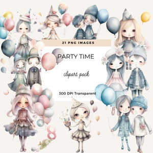 Aquarell Clipart, Ballon Clipart, Geburtstag Party Time Clipart, Neujahr Clipart, Bruder und Schwester Geburtstag PNG, kommerzielle Nutzung, 300 DPI
